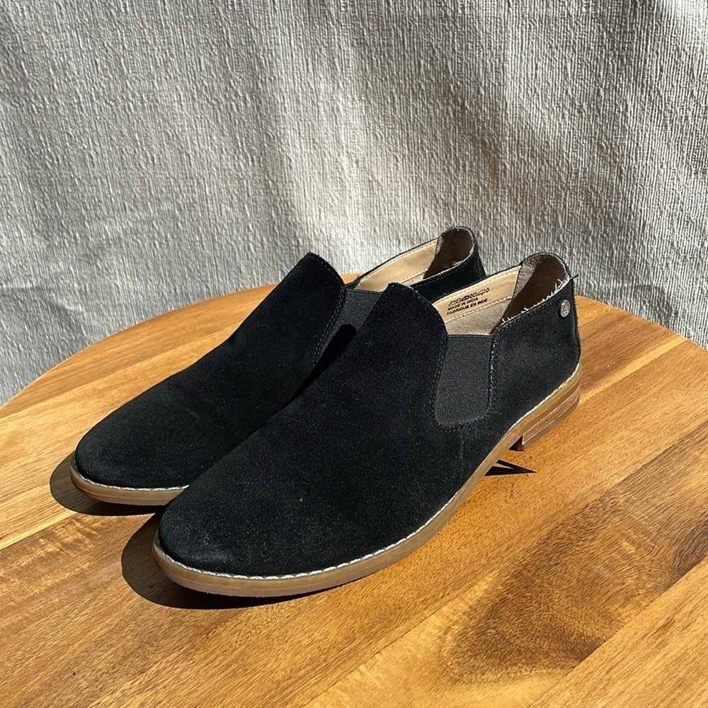 Hush Puppies Womenโs Analise Clever Loafers Black Suede Size 7.5
